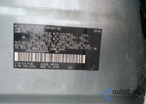 2006 Toyota Rav4 z USA, uszkodzony, nr VIN JTMZD33V366009981